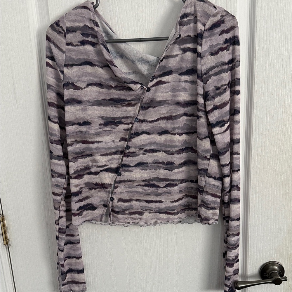 Dynamite Purple and Gray Striped Blouse